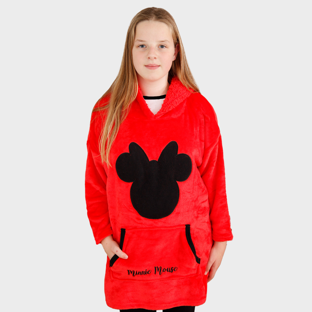 Børns Minnie Mouse fleece hoodie tæppe - One Size