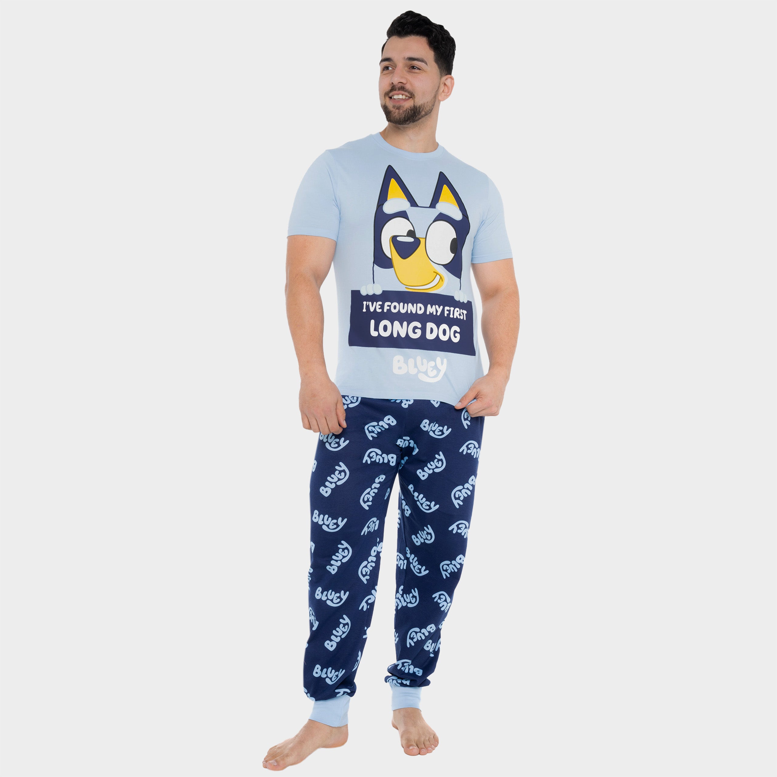 Mens Long Dog Bluey Pyjamas