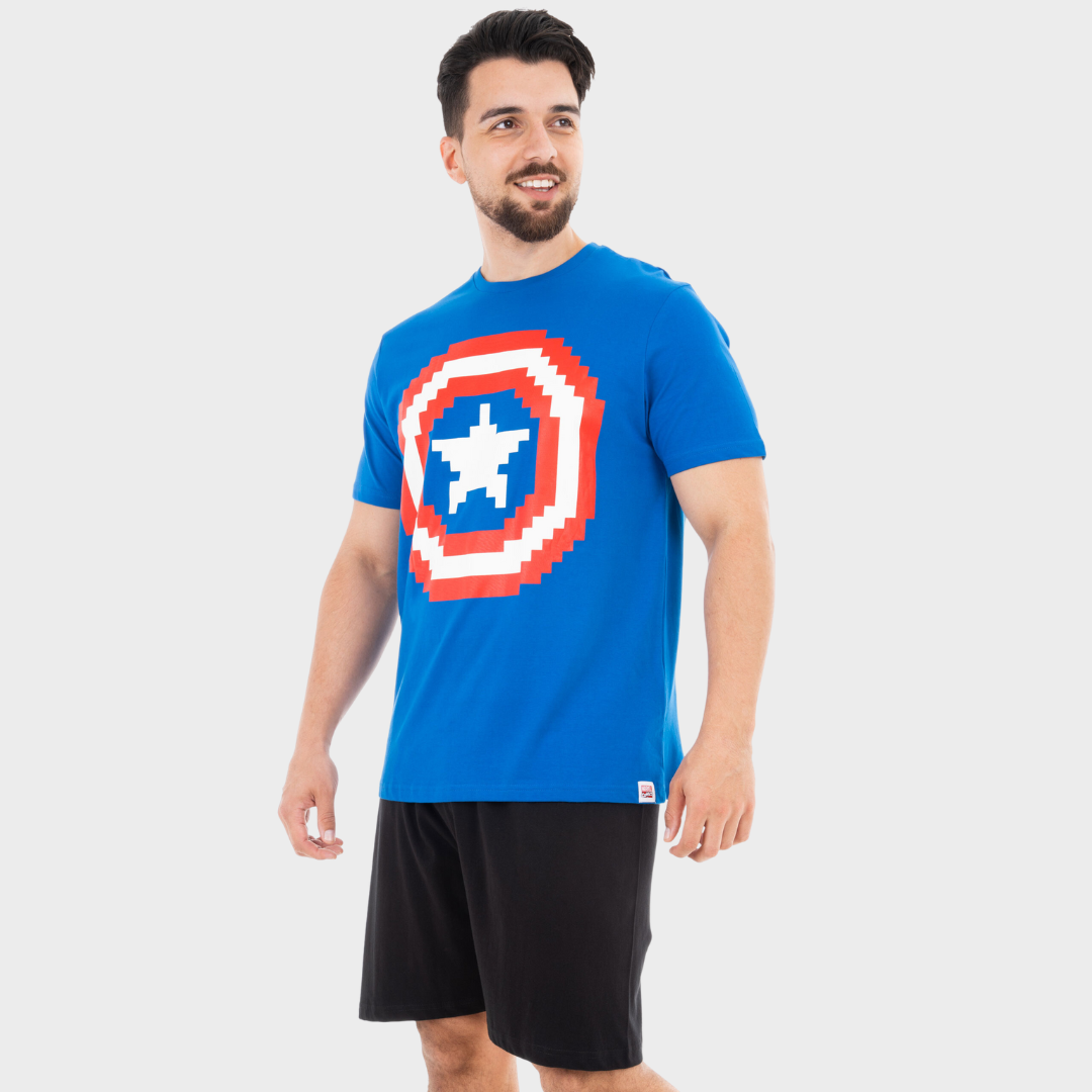 Mens Captain America Short Pyjamas