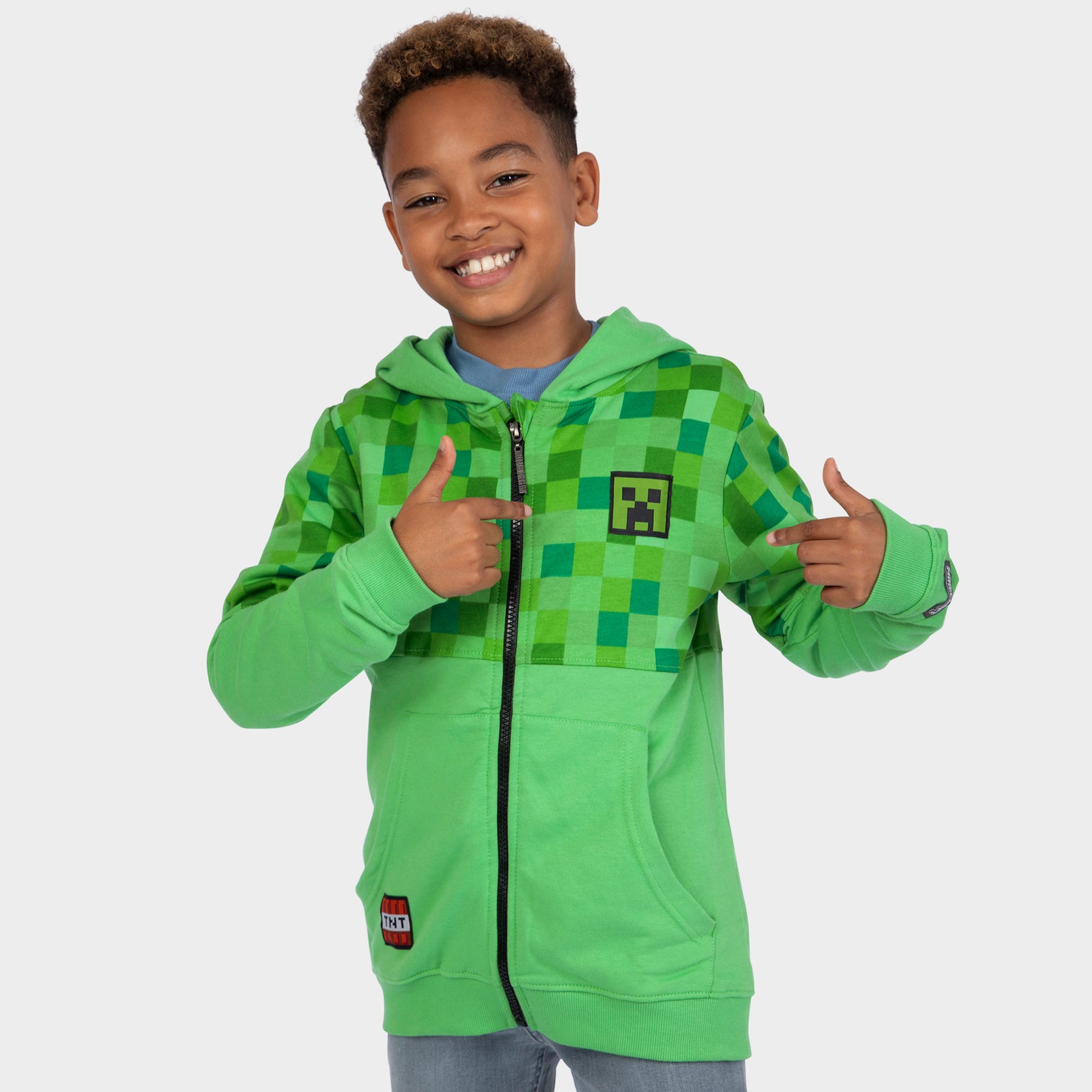 Boys Minecraft Hoodie Creeper Zip Up Character