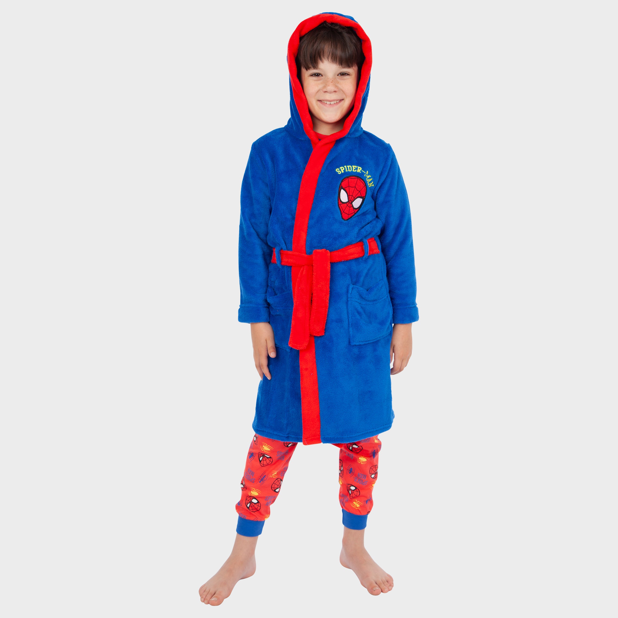 Boys Marvel Spiderman Pyjamas And Dressing Gown Set