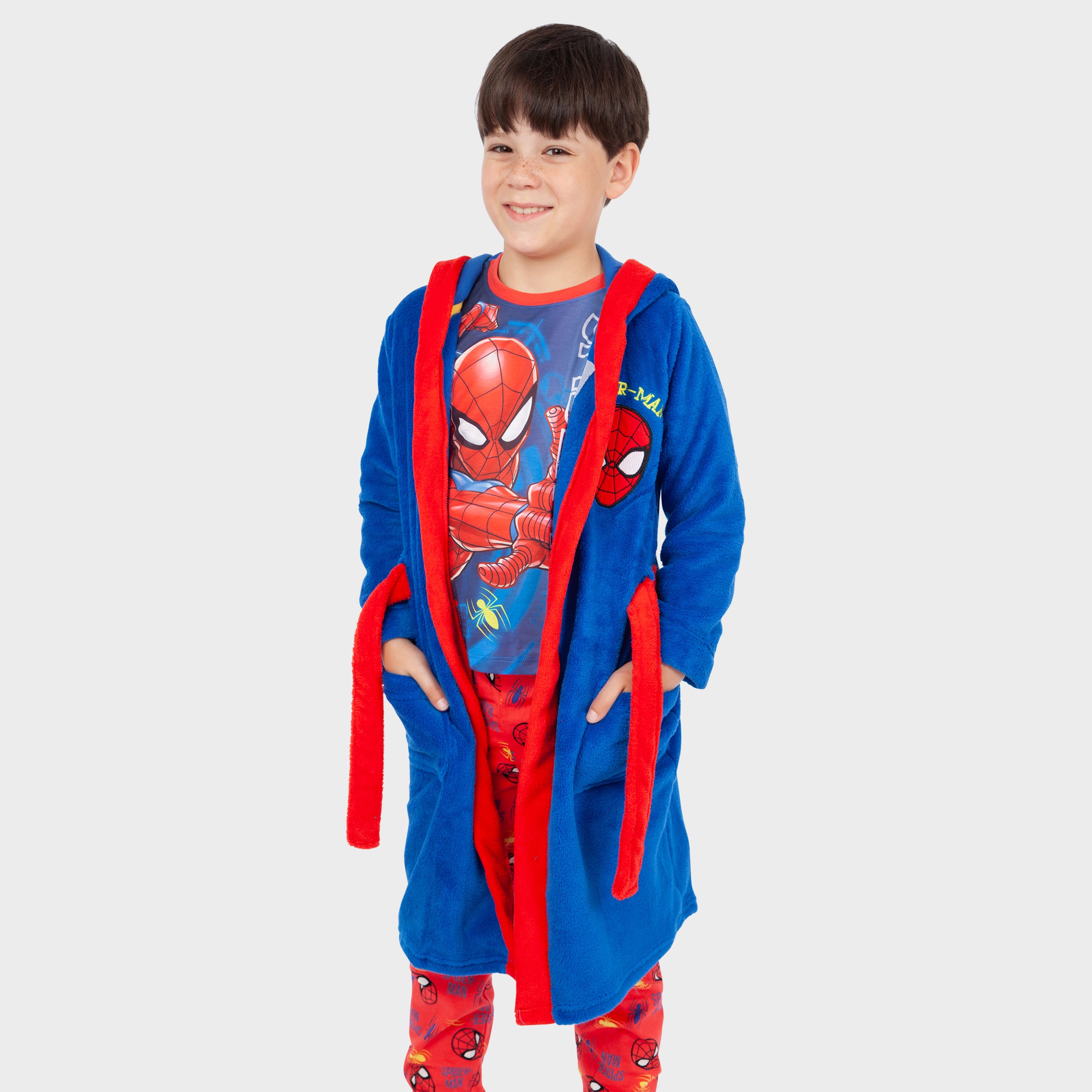 Boys Marvel Spiderman Pyjamas And Dressing Gown Set