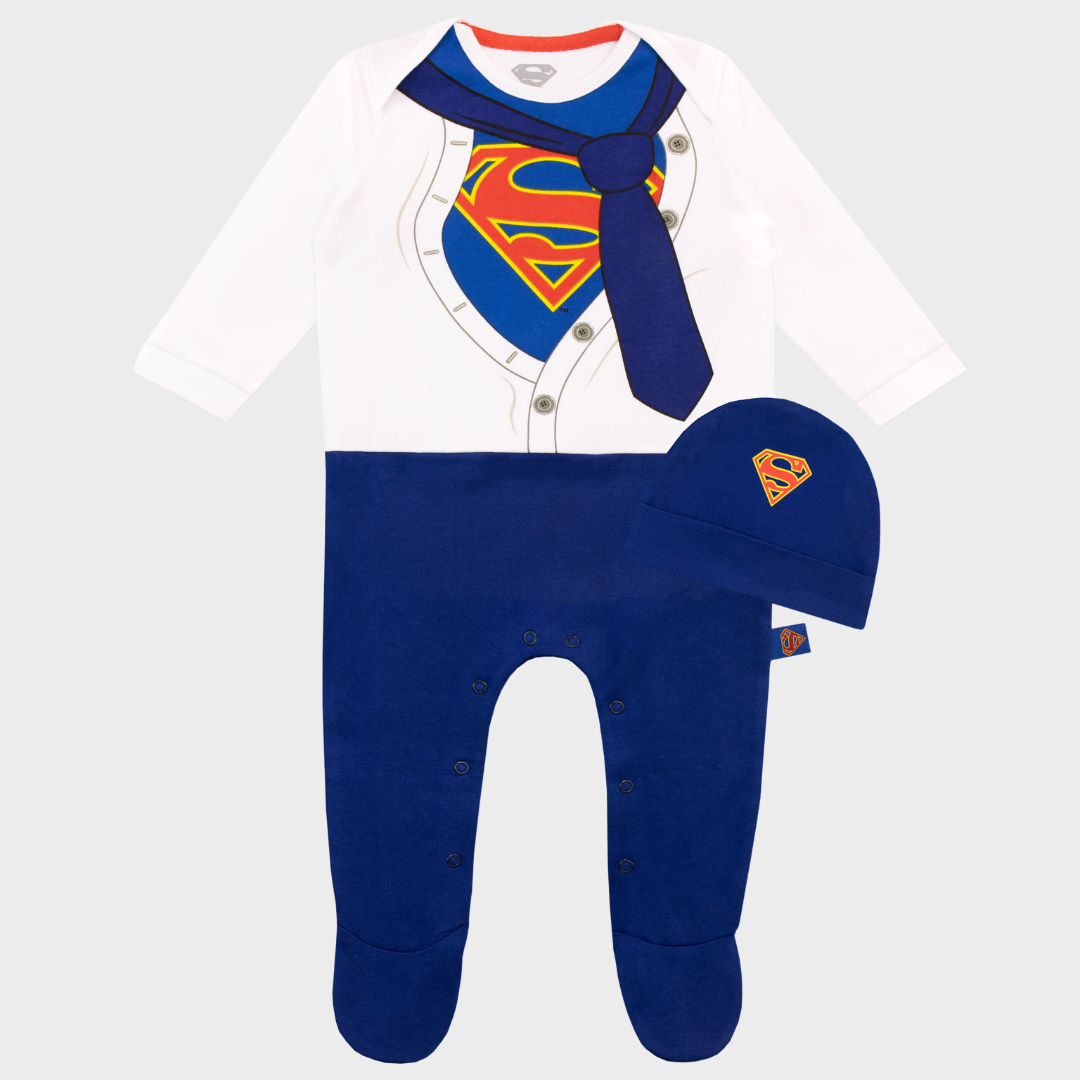 Superman Baby Sleepsuit and Hat Set